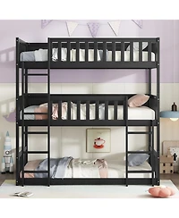Streamdale Furniture Triple Bunk Bed, Twin over Twin over Twin, Rubber Wood