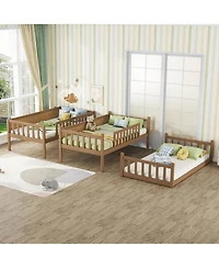 Streamdale Furniture Twin Triple Wood Bunk Bed, Ladders, Detachable