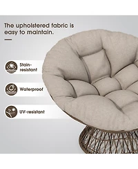 Streamdale Furniture Ergonomic Wicker Chair with Plush Cushion, Durable Cover, Sturdy Frame, Smooth Swivel