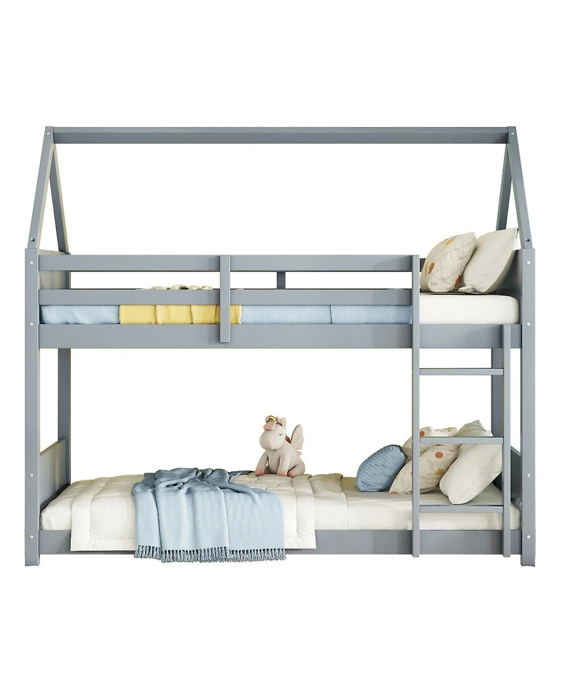 Streamdale Furniture Twin-over-Twin Bunk Bed with Headboards, Guardrails, Ladder