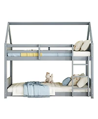 Streamdale Furniture Twin-over-Twin Bunk Bed with Headboards, Guardrails, Ladder