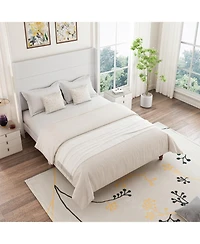 Streamdale Furniture White Queen Bed with 54" Headboard for Reading and Relaxation