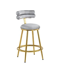 Streamdale Furniture Modern Dark Gray Velvet Counter Stools (Set of 2