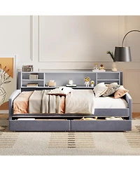 Streamdale Furniture Twin Upholstered Platform Bed with Storage and Drawers