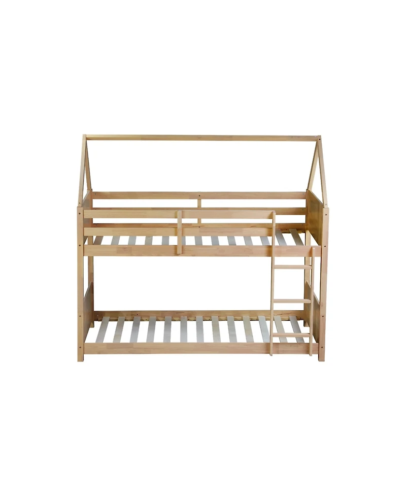 Streamdale Furniture Streamdale Twin Over Twin Bunk Bed with Headboards and Safety Guardrails