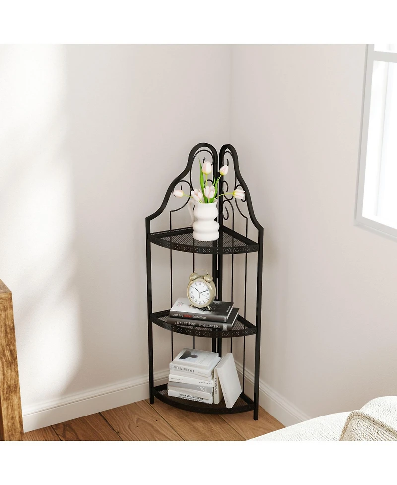Streamdale 3-Tier Corner Shelf Freestanding Bookshelf for Home, Office, or Kitchen