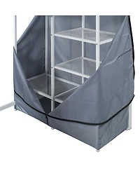 Streamdale Furniture Twin Size Loft Metal Bed with Desk,Shelves,Power Outlet,Led Light and Wardrobe