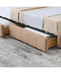 Streamdale Furniture Full Size Velvet Tufted Bed Frame with Backrest and Armrests (Pink