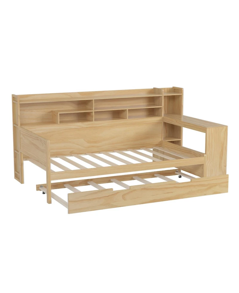 Streamdale FurnitureMultifunctional Wooden Twin Daybed with Storage, Trundle, and Desk