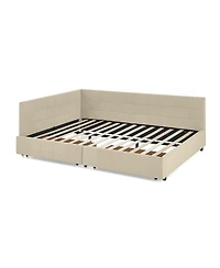 Streamdale Furniture Queen Bed Frame with Upholstered Headboard & Armrests