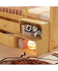 Streamdale Furniture House Loft Bed with Led Lights and Storage