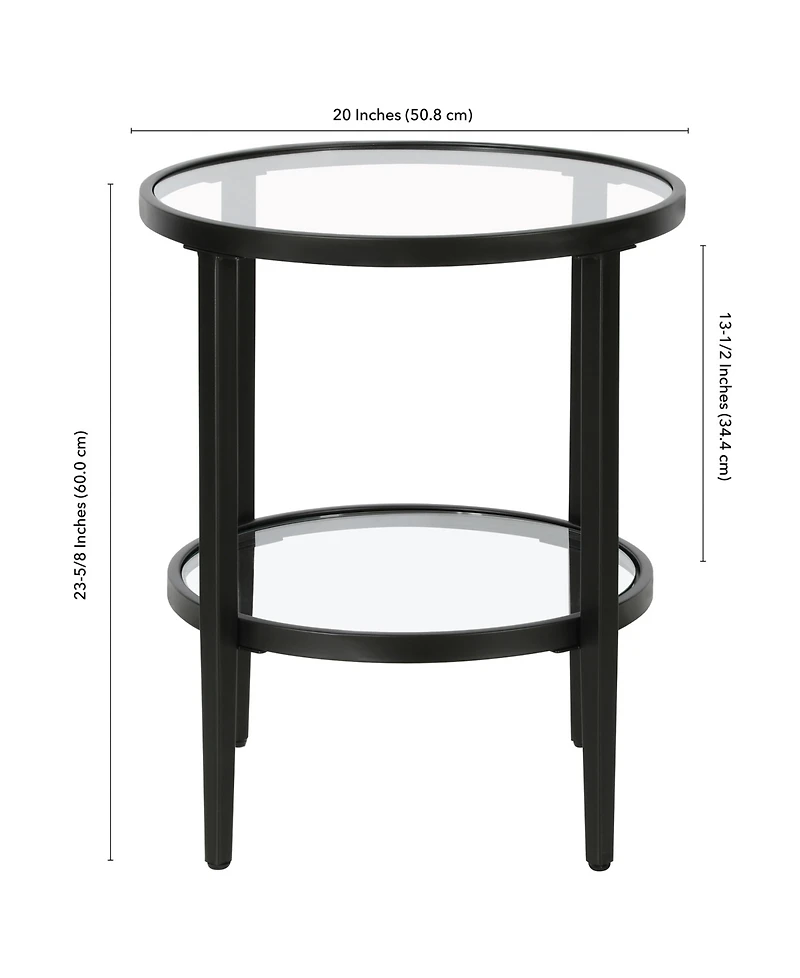 Hudson & Canal Hera 20" Wide Round Side Table with Glass Shelf
