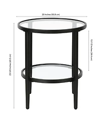 Hudson & Canal Hera 20" Wide Round Side Table with Glass Shelf