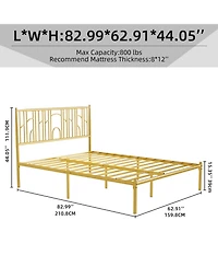 Streamdale Furniture Metal Steel Platform Bed Frame with Iron-art Headboard (Queen Size)