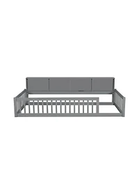 Streamdale Furniture Wood Twin Xl Floor Bed with Storage Cabinets and Usb Ports