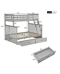 Streamdale Furniture + Twin Over Full + Wood + Storage + Bunk Bed