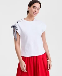 On 34th Women's Lace-Up Shoulder Muscle T-Shirt, Macy's Exclusive
