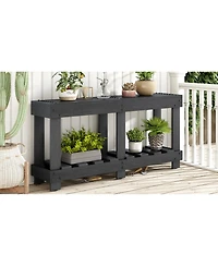 Streamdale Furniture 62.9" Fir Wood Console Table with Shelf & Metal Rivets