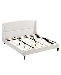 Streamdale Furniture King Size Bed Frame Upholstered Platform Bed with Wingback Headboard