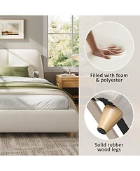 Streamdale Furniture White Linen Upholstered Bed Frame