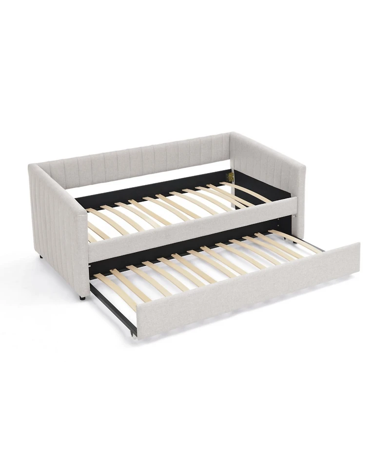 Streamdale Furniture Twin Daybed with Trundle Linen Daybed