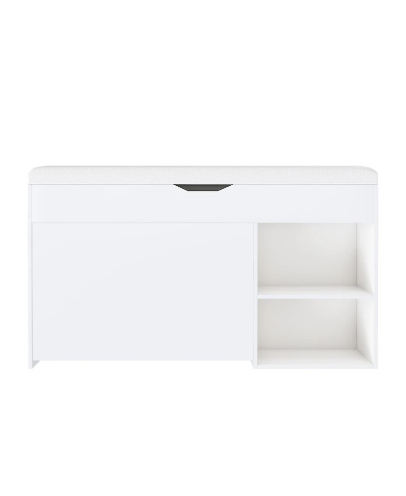Streamdale Furniture Entryway Bench Shoe Storage Flip-Up Drawers Hidden Cabinet White