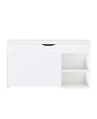 Streamdale Furniture Entryway Bench Shoe Storage Flip-Up Drawers Hidden Cabinet White