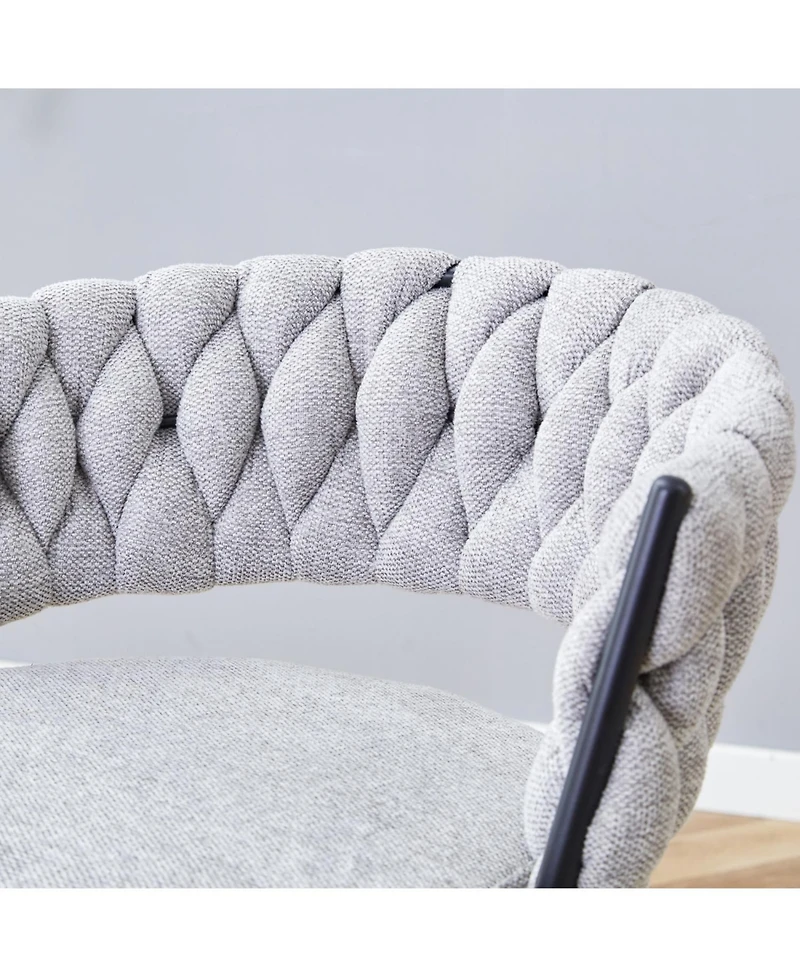 Streamdale Furniture Swivel Bar Stools - Light Gray Linen & Black Iron (Set of 2)