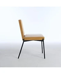 Streamdale Furniture Mid-Century Linen Dining Chairs Rattan Back (Set of 2)