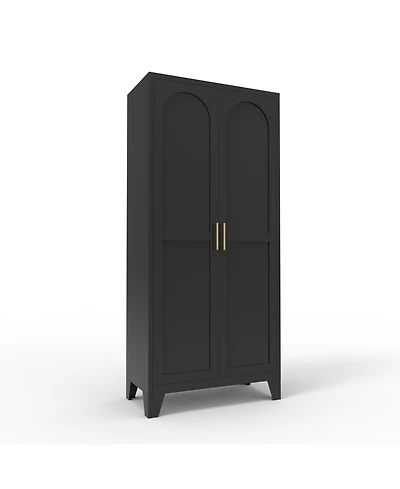 Streamdale Furniture 71" Metal Storage Cabinet with Doors & Adjustable Shelves (Black)
