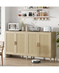 Streamdale Furniture Rattan Buffet Cabinet - 70" 4-Door Sideboard