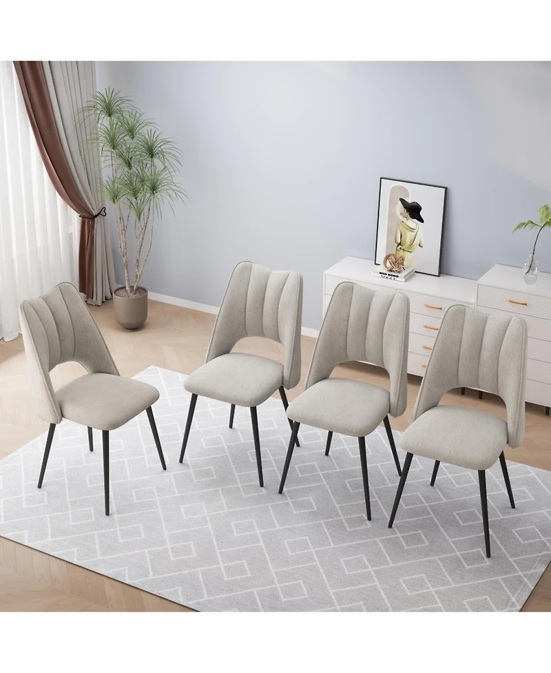 Streamdale Furniture Modern Beige 4-Chair Dining Set