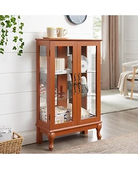 Streamdale Furniture Dark Oak Curio Cabinet with Glass Doors & Adjustable Shelves