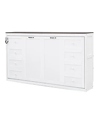 Streamdale Furniture Twin Murphy Bed with Led, Foldable Cabinet, Hidden Wall Bed