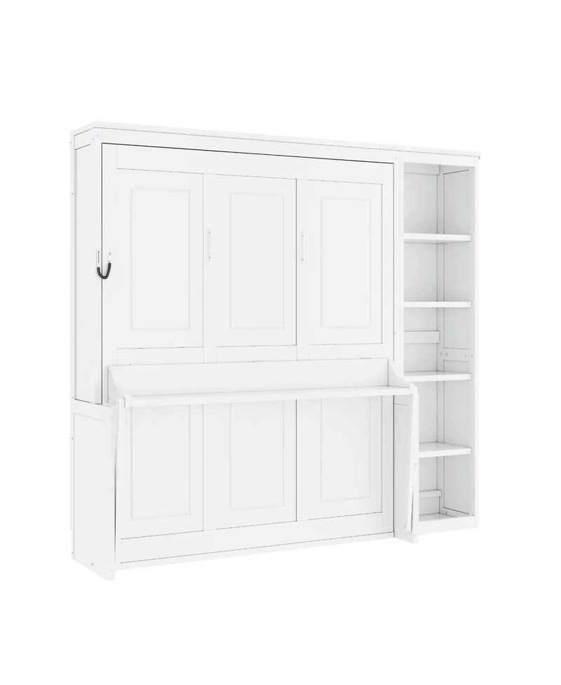 Streamdale Furniture Full Size Wood Murphy Bed with Desk and Bookshelf