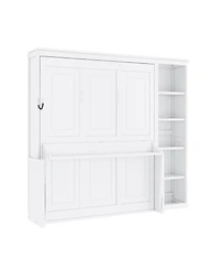 Streamdale Furniture Full Size Wood Murphy Bed with Desk and Bookshelf