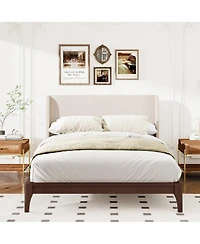 Streamdale Furniture King Size Bamboo Platform Bed with Upholstered Headboard