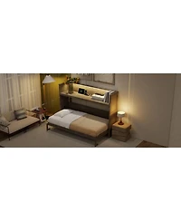 Streamdale Furniture Twin Xl Size Murphy Bed with Desk, Led Light and Usb Charging Station