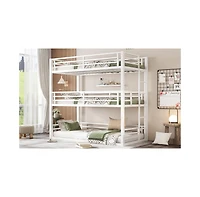 Streamdale Furniture Triple Twin Xl Metal Bunk Bed with Guardrails