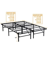 Streamdale Furniture King Metal Folding Bed Frame - Heavy Duty Steel Slats, Black