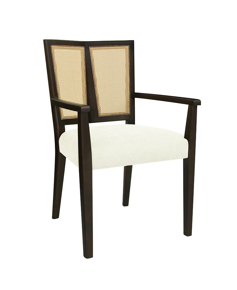 Streamdale Furniture Arm Dining Chair (dark brown+beige) Set of 2