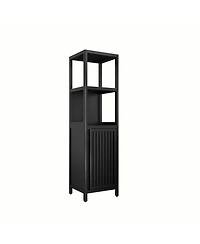 Streamdale Furniture Black Linen Tower Bamboo Cabinet