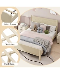Streamdale Furniture Streamdale Queen Size Wood Platform Bed Frame with Headboard and Wooden Slat Support