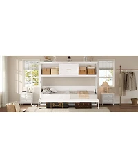 Streamdale Furniture Twin Size Murphy Bed with Charging Station and a Drawer, White