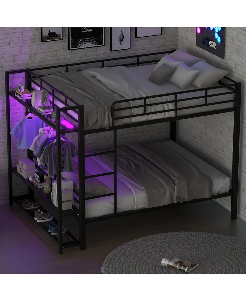 Streamdale Furniture Streamdale Metal Bunk Bed with Storage, Led Light