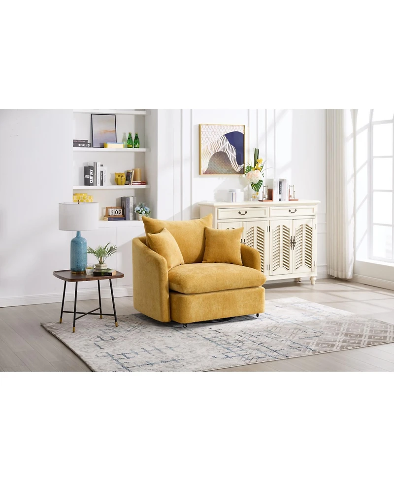 Streamdale Furniture Swivel Accent Chair with Pillows - Yellow