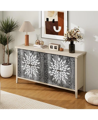 Streamdale Furniture Modern Sideboard Buffet Cabinet with 4 Doors & Adjustable Shelves