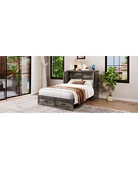 Streamdale Furniture Murphy Bed Cabinet Full Size with Charging Station