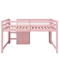 Streamdale Furniture Pink Low Loft Bed with Desk, Storage & Whiteboard