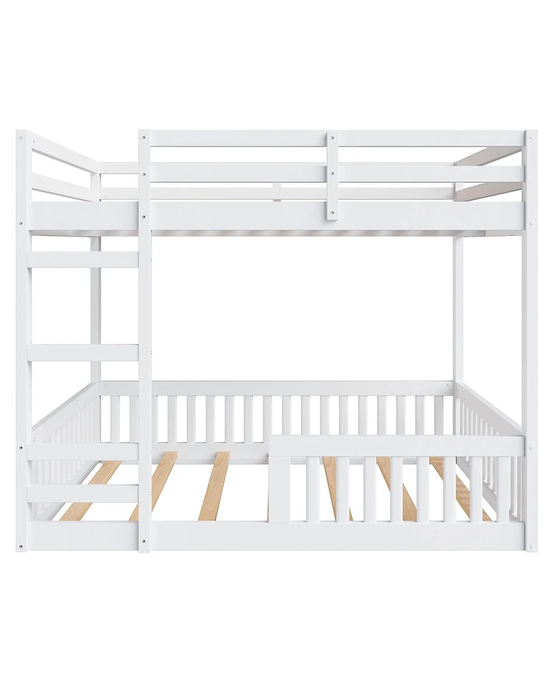 Streamdale Furniture Full over Full Wood Bunk Bed with Ladder and Guardrails, White